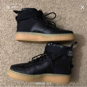 W SF AF1 Mid black/black-gum Light brown